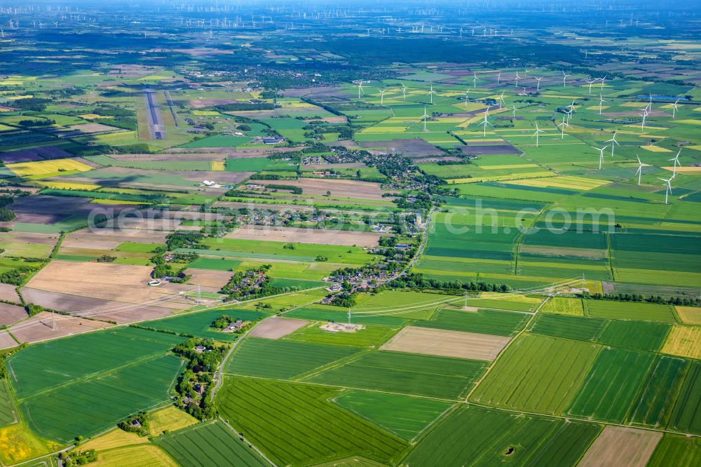 Aerial image Klixbüll - Structures on agricultural fields in Klixbuell in the state Schleswig-Holstein, Germany