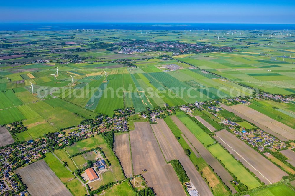 Aerial image Klixbüll - Structures on agricultural fields in Klixbuell in the state Schleswig-Holstein, Germany