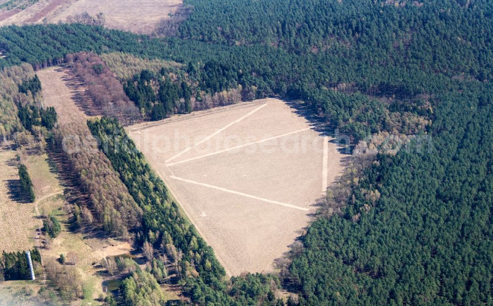 Aerial image Kyritz - Structures on agricultural fields in Kyritz in the state Brandenburg, Germany