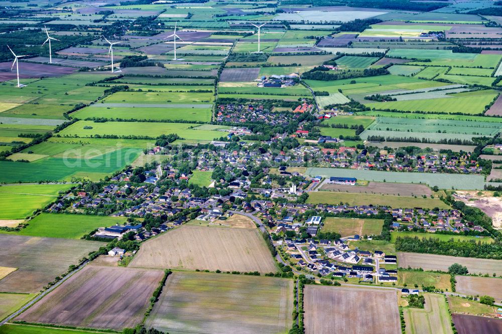 Aerial photograph Ladelund - Structures on agricultural fields in Ladelund in the state Schleswig-Holstein, Germany