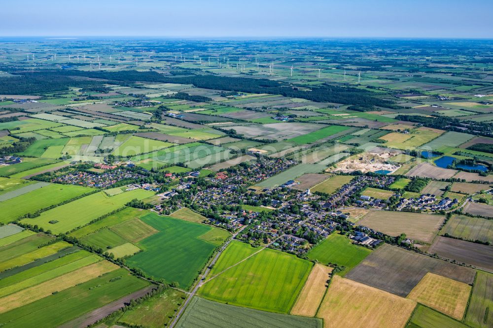 Aerial photograph Ladelund - Structures on agricultural fields in Ladelund in the state Schleswig-Holstein, Germany