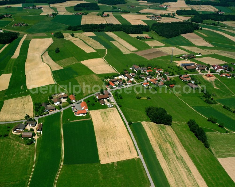 Aerial image Langeneck - Structures on agricultural fields in Langeneck in the state Bavaria, Germany