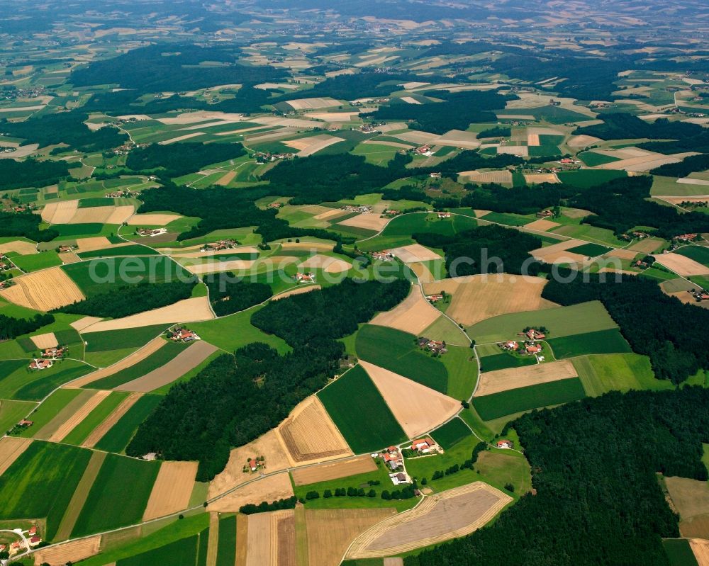 Lehen from the bird's eye view: Structures on agricultural fields in Lehen in the state Bavaria, Germany