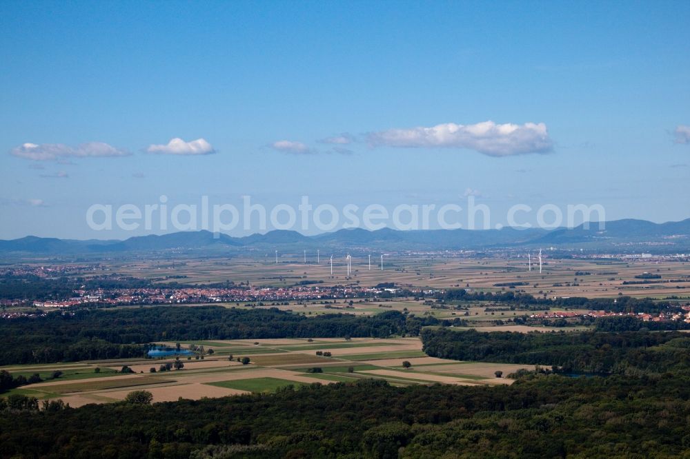 Leopoldshafen from above - Structures on agricultural fields in Leopoldshafen in the state Baden-Wuerttemberg