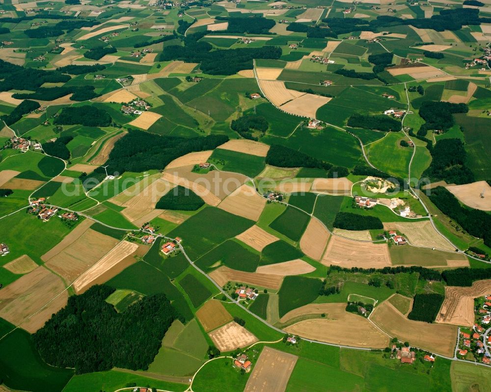 Aerial photograph Lichthub - Structures on agricultural fields in Lichthub in the state Bavaria, Germany