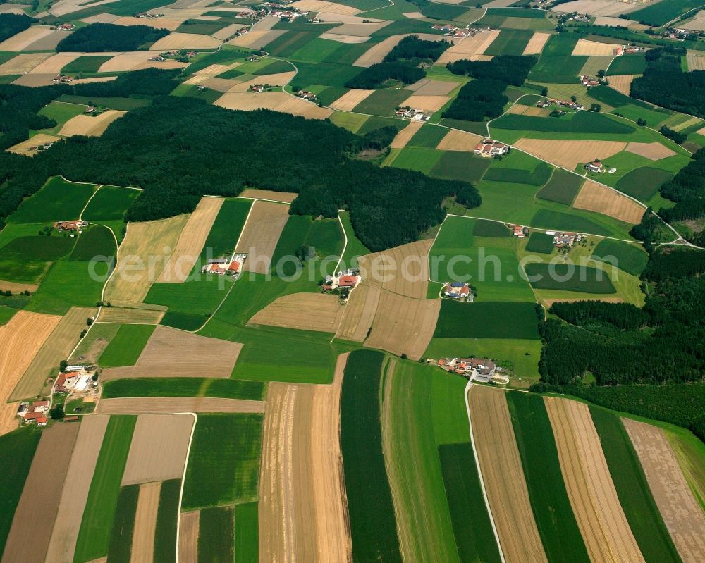 Liegöd from the bird's eye view: Structures on agricultural fields in Liegöd in the state Bavaria, Germany