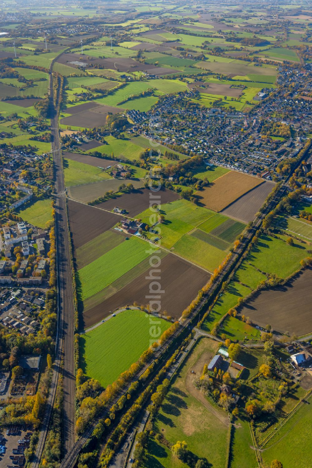 Aerial image Lohauserholz - Structures on agricultural fields in Lohauserholz in the state North Rhine-Westphalia, Germany