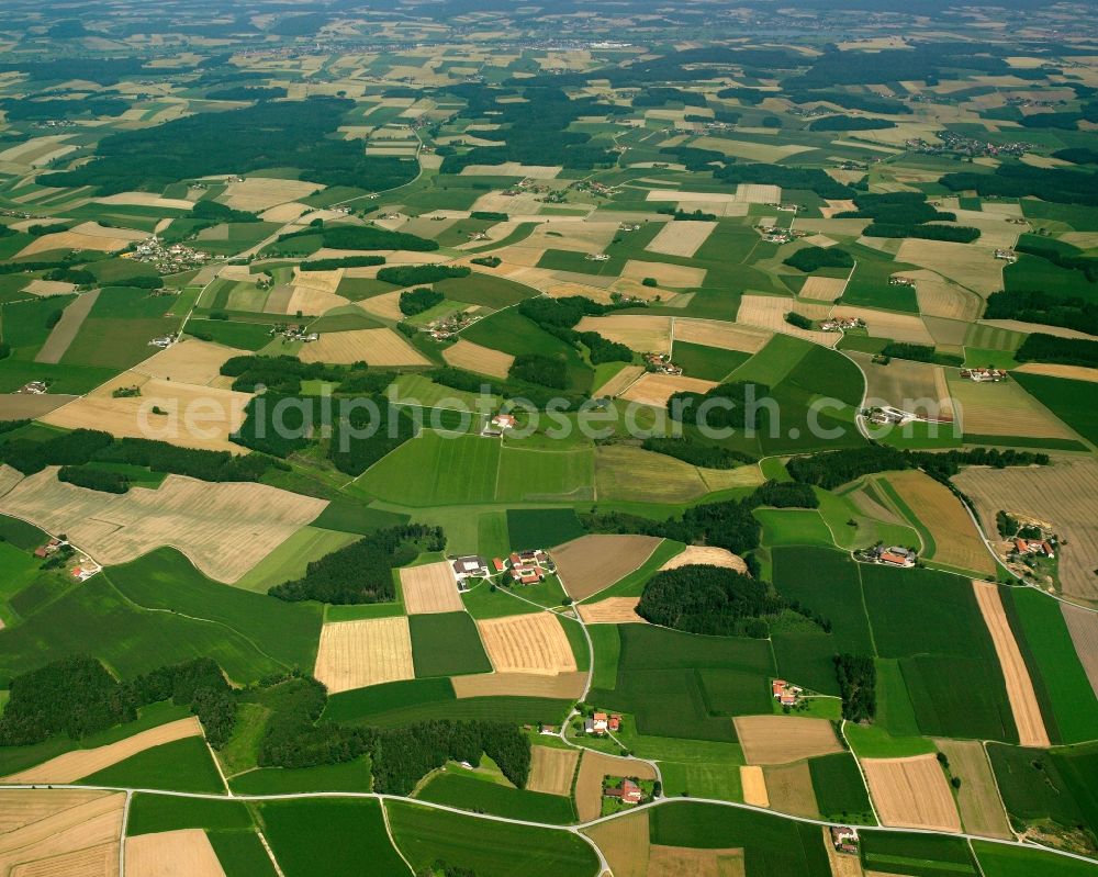 Magassing from above - Structures on agricultural fields in Magassing in the state Bavaria, Germany