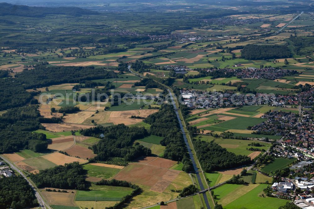 Aerial photograph March - Structures on agricultural fields in March in the state Baden-Wuerttemberg, Germany