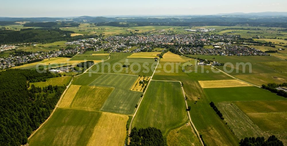 Medebach from the bird's eye view: Structures on agricultural fields in Medebach in the state North Rhine-Westphalia