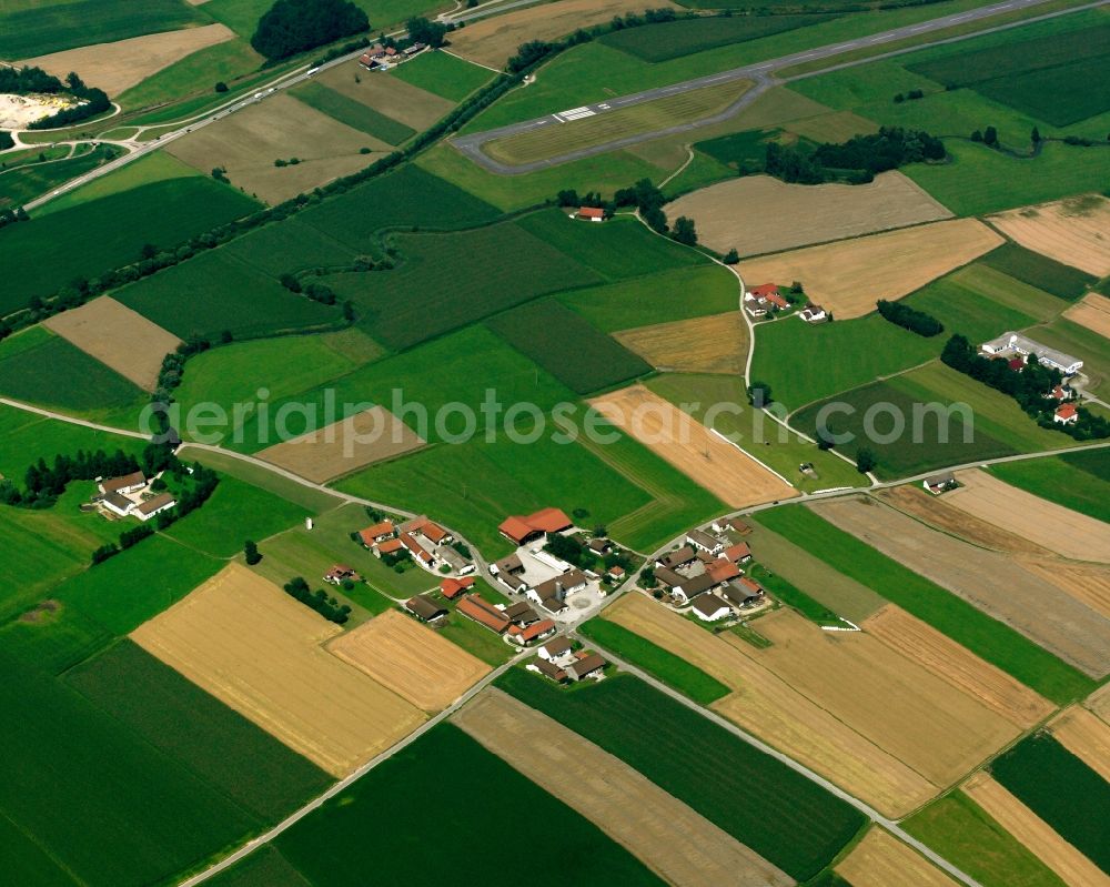 Moosham from the bird's eye view: Structures on agricultural fields in Moosham in the state Bavaria, Germany