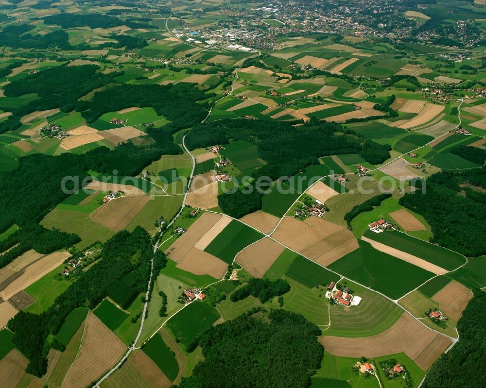 Aerial photograph Nalling - Structures on agricultural fields in Nalling in the state Bavaria, Germany