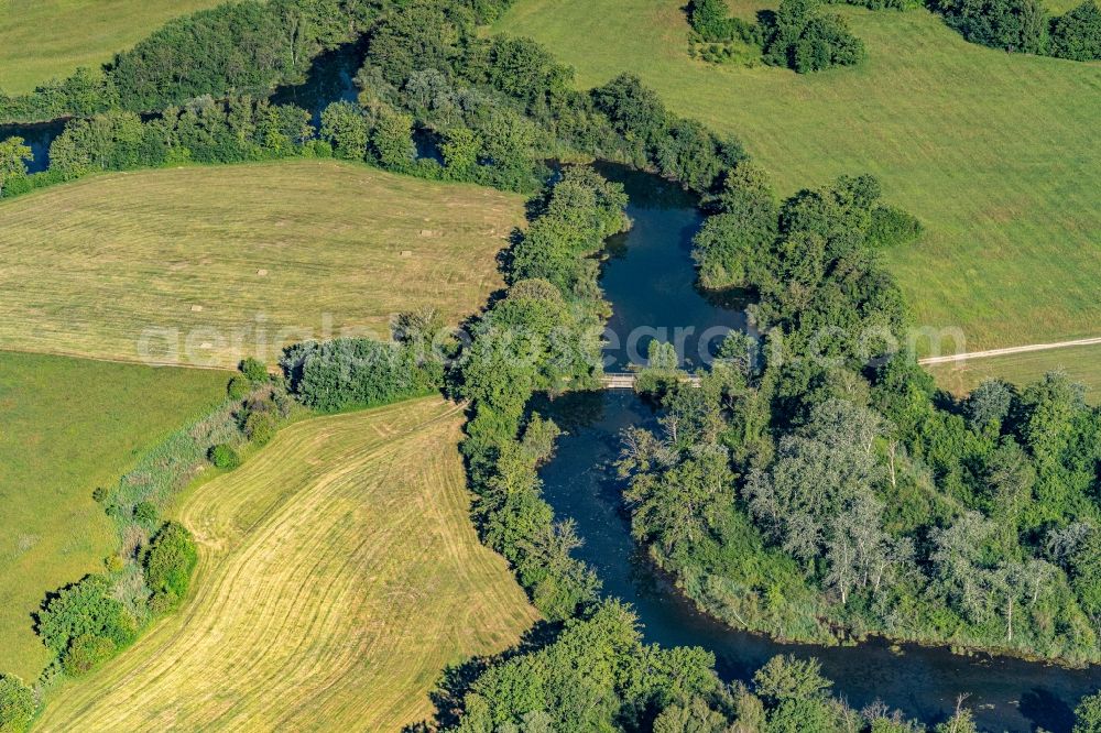 Aerial photograph Rheinhausen - Structures on agricultural fields in Oberrheingraben in Rheinhausen in the state Baden-Wurttemberg, Germany