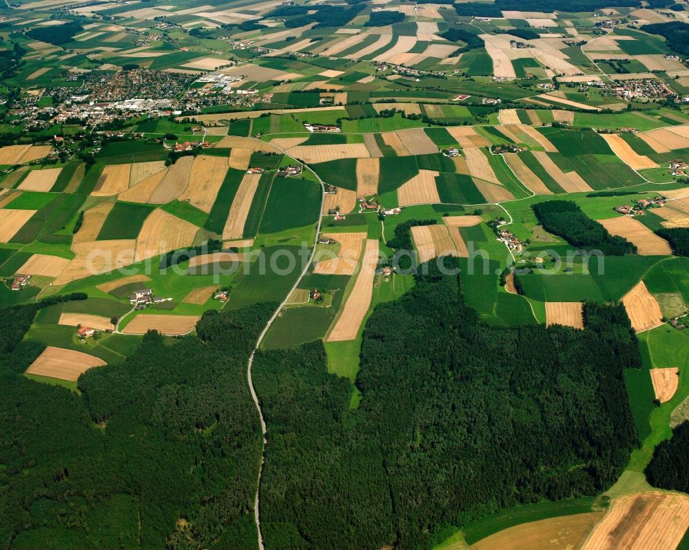 Aerial image Passelsberg - Structures on agricultural fields in Passelsberg in the state Bavaria, Germany