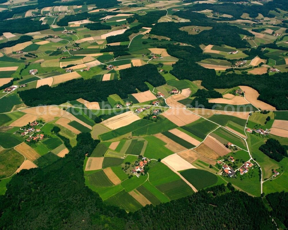 Aerial image Ranzenberg - Structures on agricultural fields in Ranzenberg in the state Bavaria, Germany