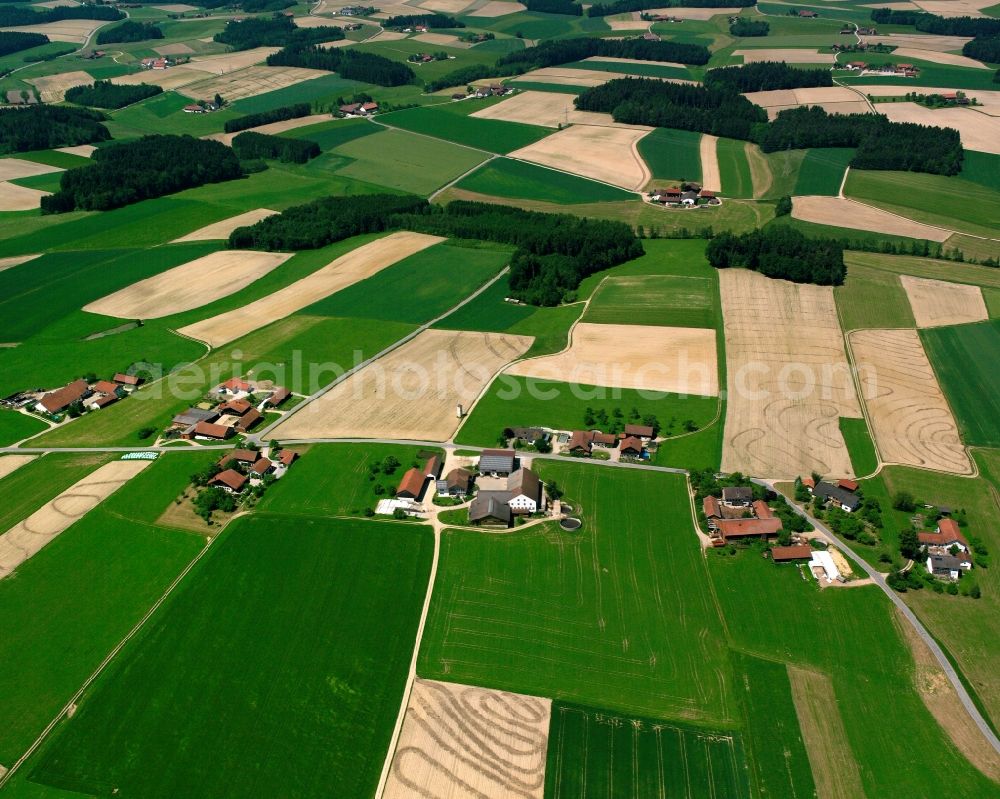 Aerial image Rasöd - Structures on agricultural fields in Rasöd in the state Bavaria, Germany