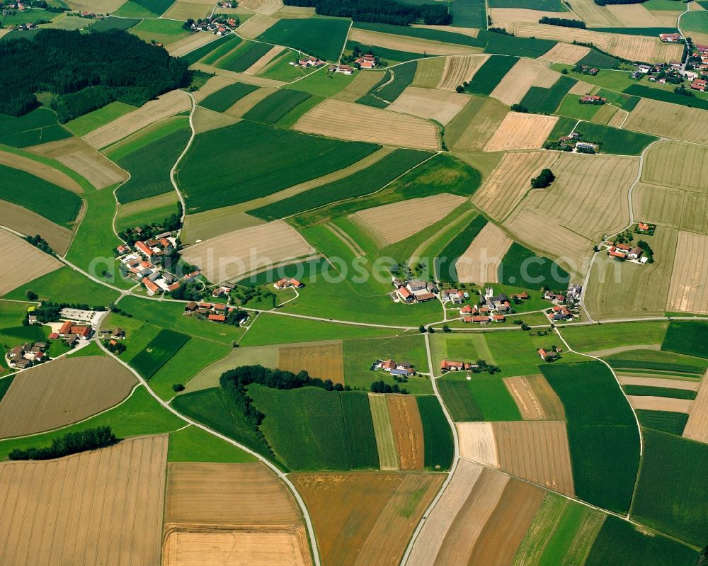 Rattenbach from above - Structures on agricultural fields in Rattenbach in the state Bavaria, Germany