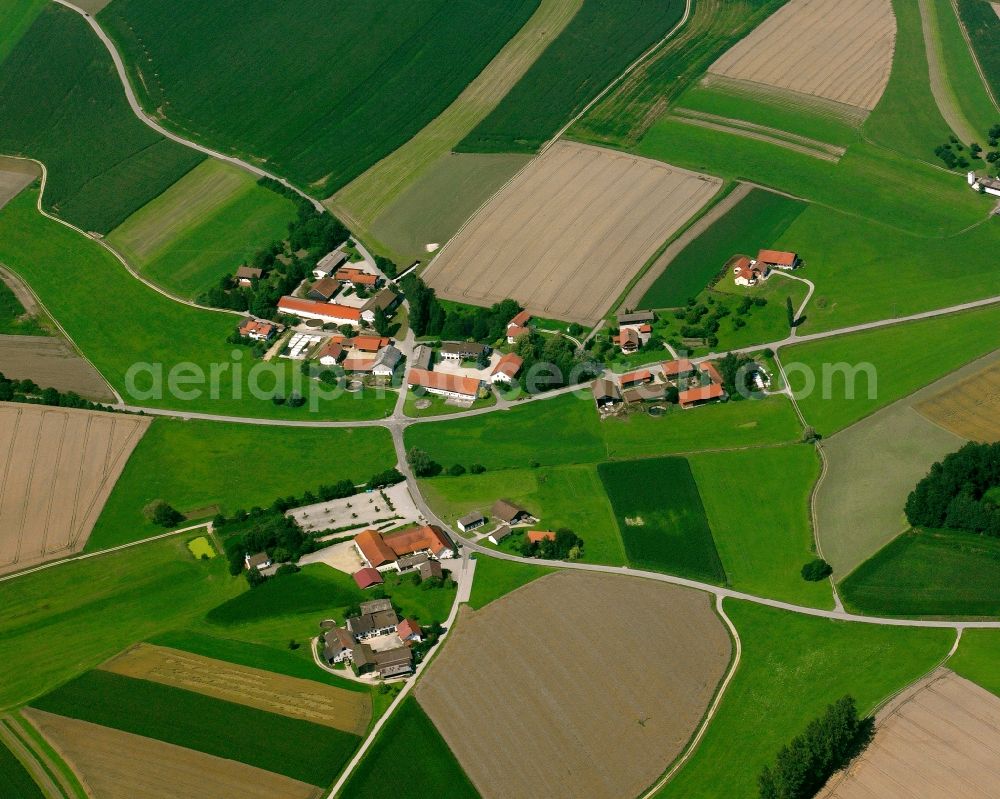 Rattenbach from the bird's eye view: Structures on agricultural fields in Rattenbach in the state Bavaria, Germany