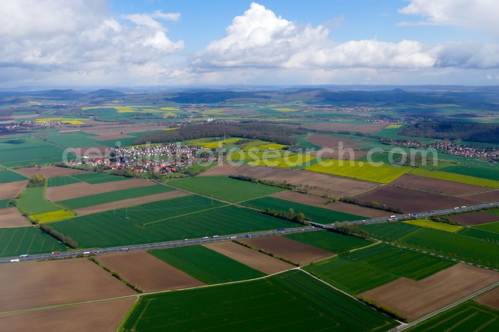 Aerial image Rosdorf - Structures on agricultural fields in Rosdorf in the state Lower Saxony, Germany