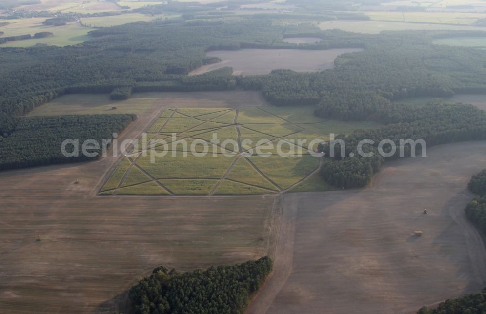 Sarnow from above - Structures on agricultural fields in Sarnow in the state Brandenburg