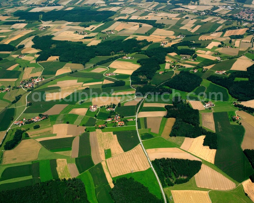 Scherzlthambach from above - Structures on agricultural fields in Scherzlthambach in the state Bavaria, Germany