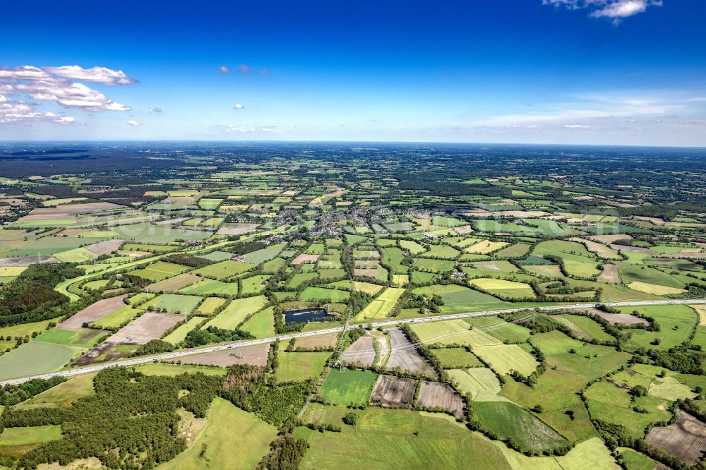 Schmalfeld from the bird's eye view: Structures on agricultural fields in Schmalfeld in the state Schleswig-Holstein, Germany