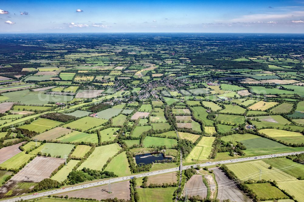 Aerial image Schmalfeld - Structures on agricultural fields in Schmalfeld in the state Schleswig-Holstein, Germany