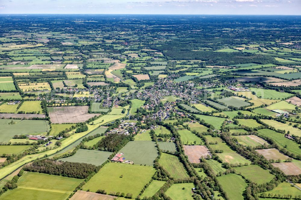 Schmalfeld from above - Structures on agricultural fields in Schmalfeld in the state Schleswig-Holstein, Germany