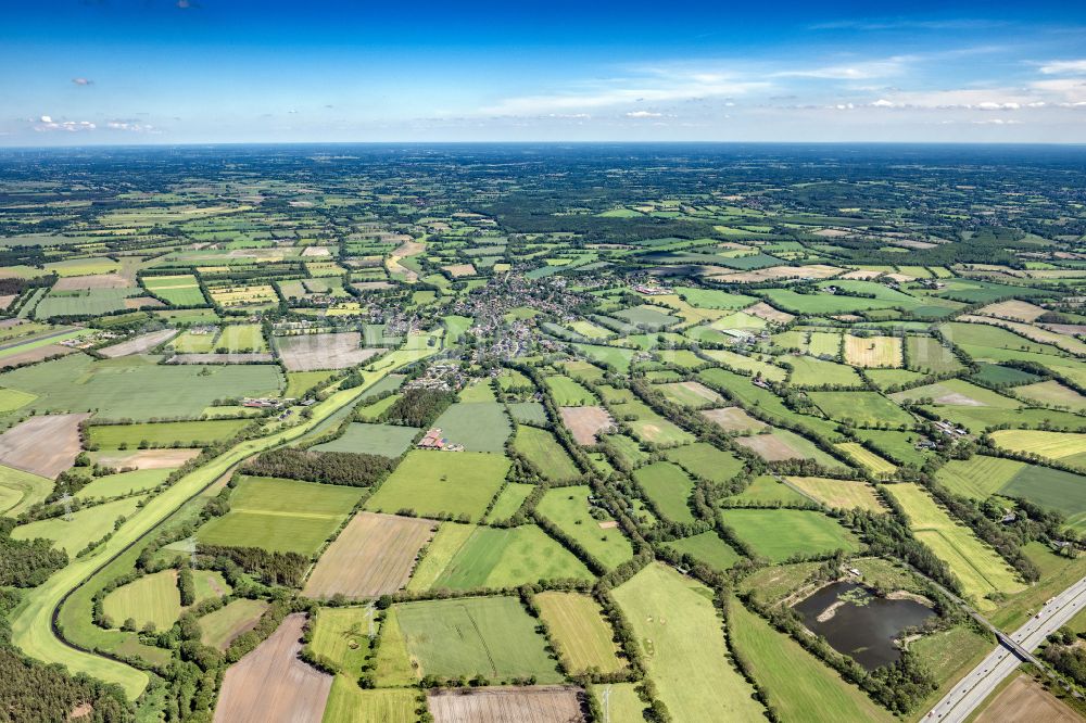 Schmalfeld from the bird's eye view: Structures on agricultural fields in Schmalfeld in the state Schleswig-Holstein, Germany