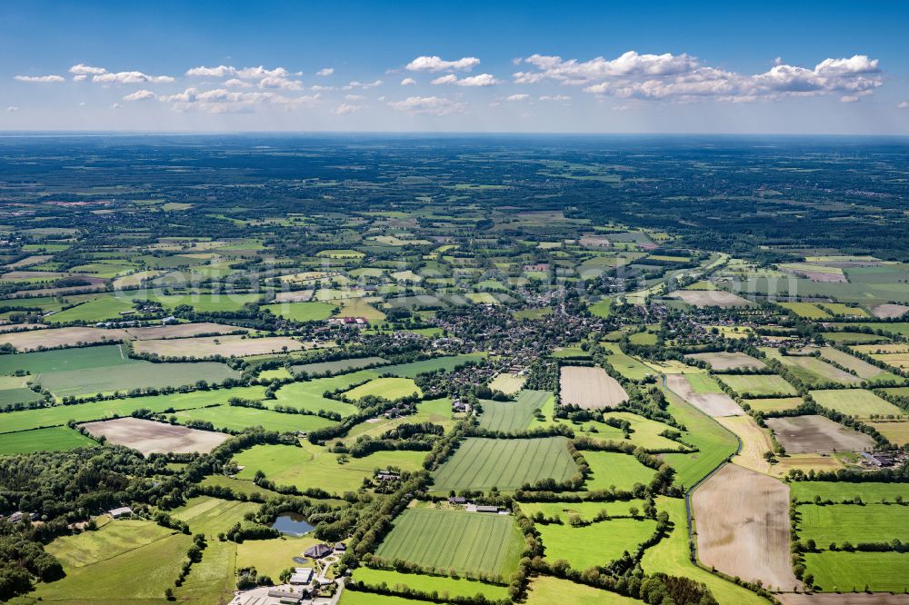 Schmalfeld from above - Structures on agricultural fields in Schmalfeld in the state Schleswig-Holstein, Germany