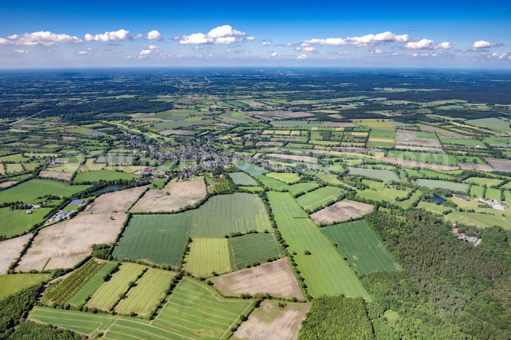 Aerial image Schmalfeld - Structures on agricultural fields in Schmalfeld in the state Schleswig-Holstein, Germany