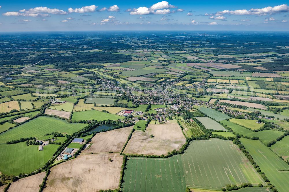 Aerial image Schmalfeld - Structures on agricultural fields in Schmalfeld in the state Schleswig-Holstein, Germany