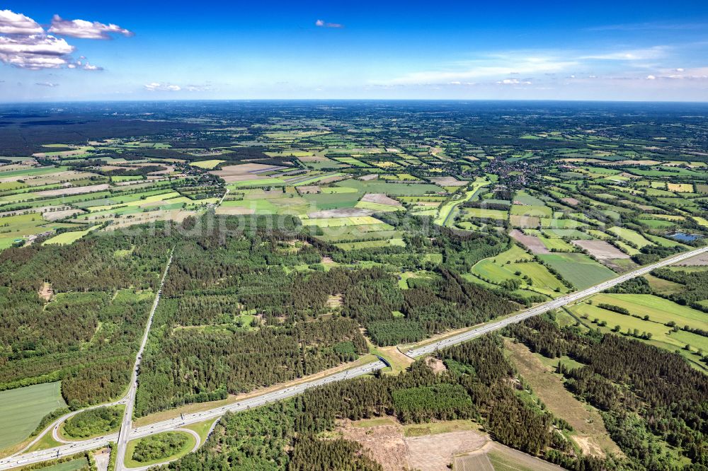 Aerial image Schmalfeld - Structures on agricultural fields in Schmalfeld in the state Schleswig-Holstein, Germany