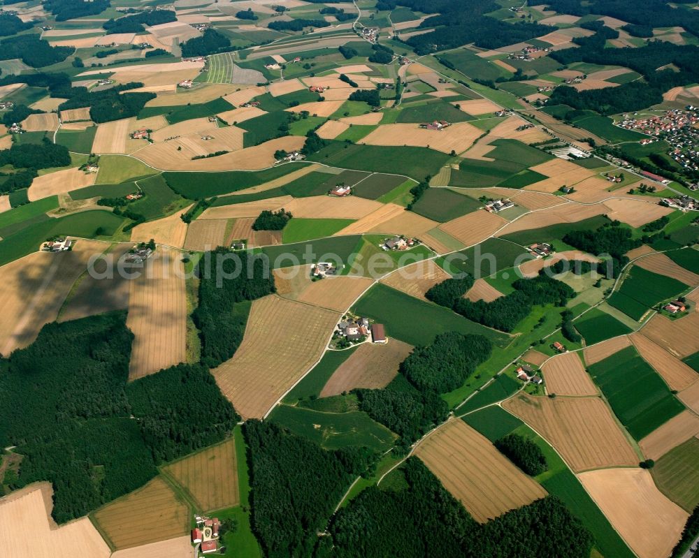 Simbach from the bird's eye view: Structures on agricultural fields in Simbach in the state Bavaria, Germany