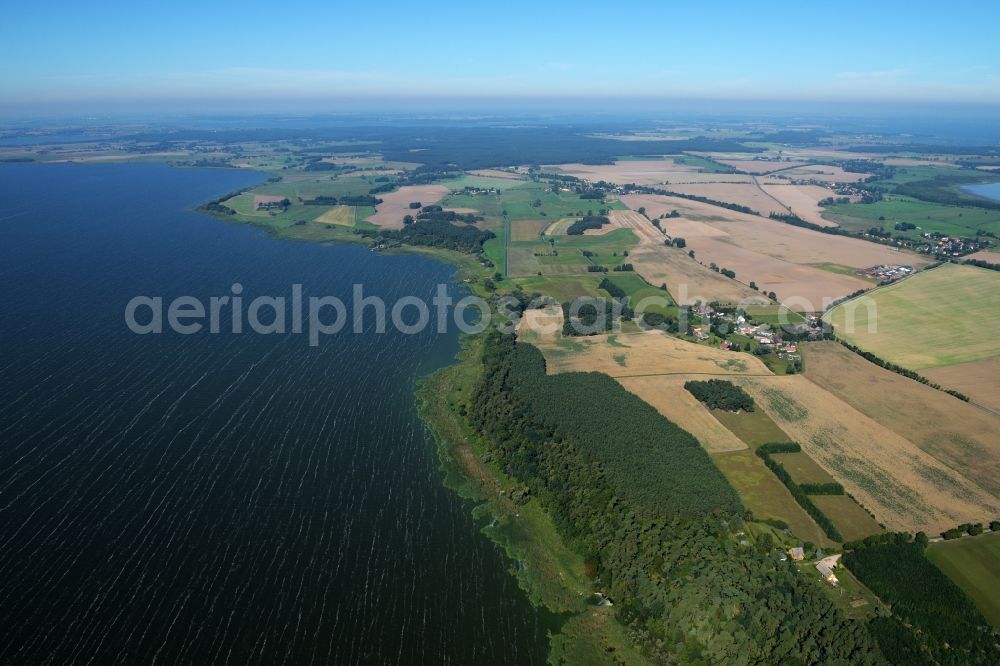 Aerial photograph Dargen - Structures on agricultural fields at Stettin Lagoon in Dargen in the state Mecklenburg - Western Pomerania