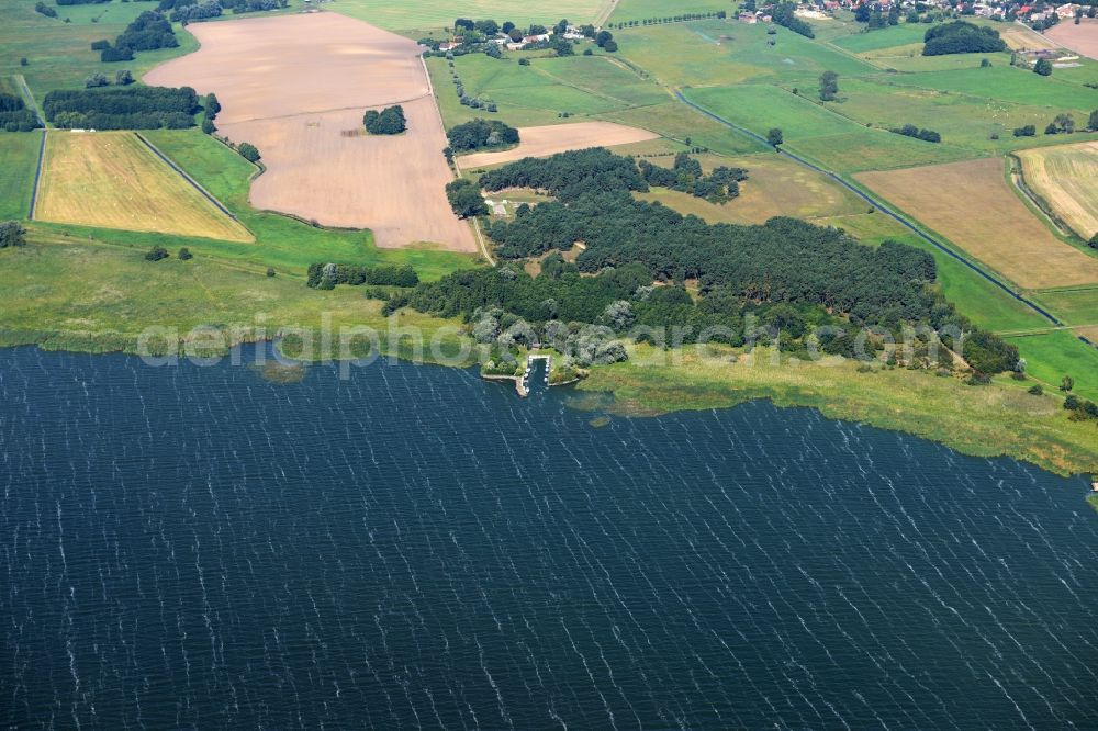 Dargen from the bird's eye view: Structures on agricultural fields at Stettin Lagoon in Dargen in the state Mecklenburg - Western Pomerania