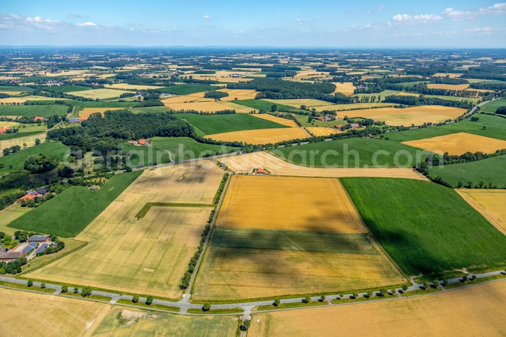 Aerial image Sendenhorst - Structures on agricultural fields on Sudfeld in Sendenhorst in the state North Rhine-Westphalia, Germany