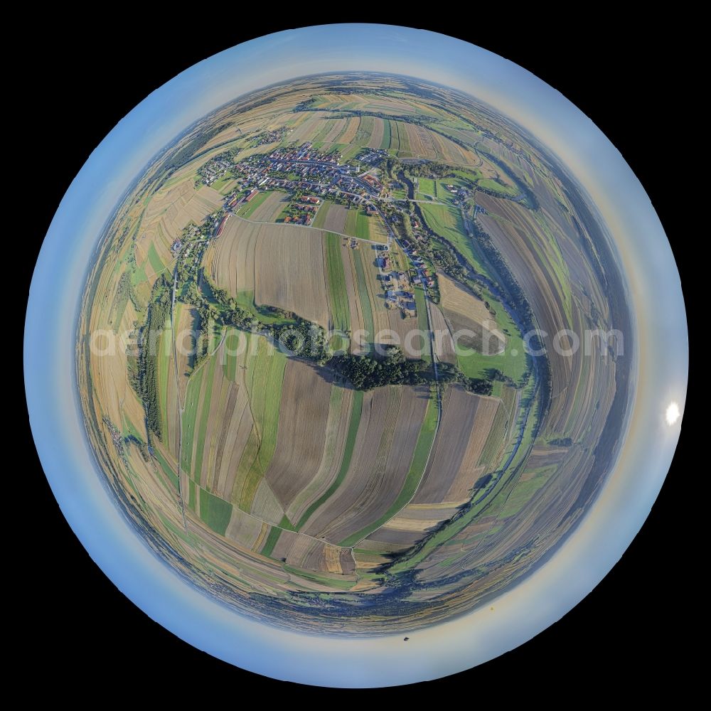 Aerial image Thaya - Fish eye Structures on agricultural fields in Thaya in Austria