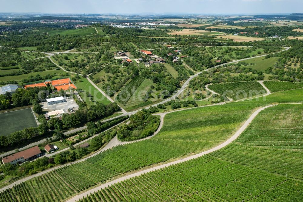 Aerial photograph Waiblingen - Structures on agricultural fields in Waiblingen in the state Baden-Wuerttemberg