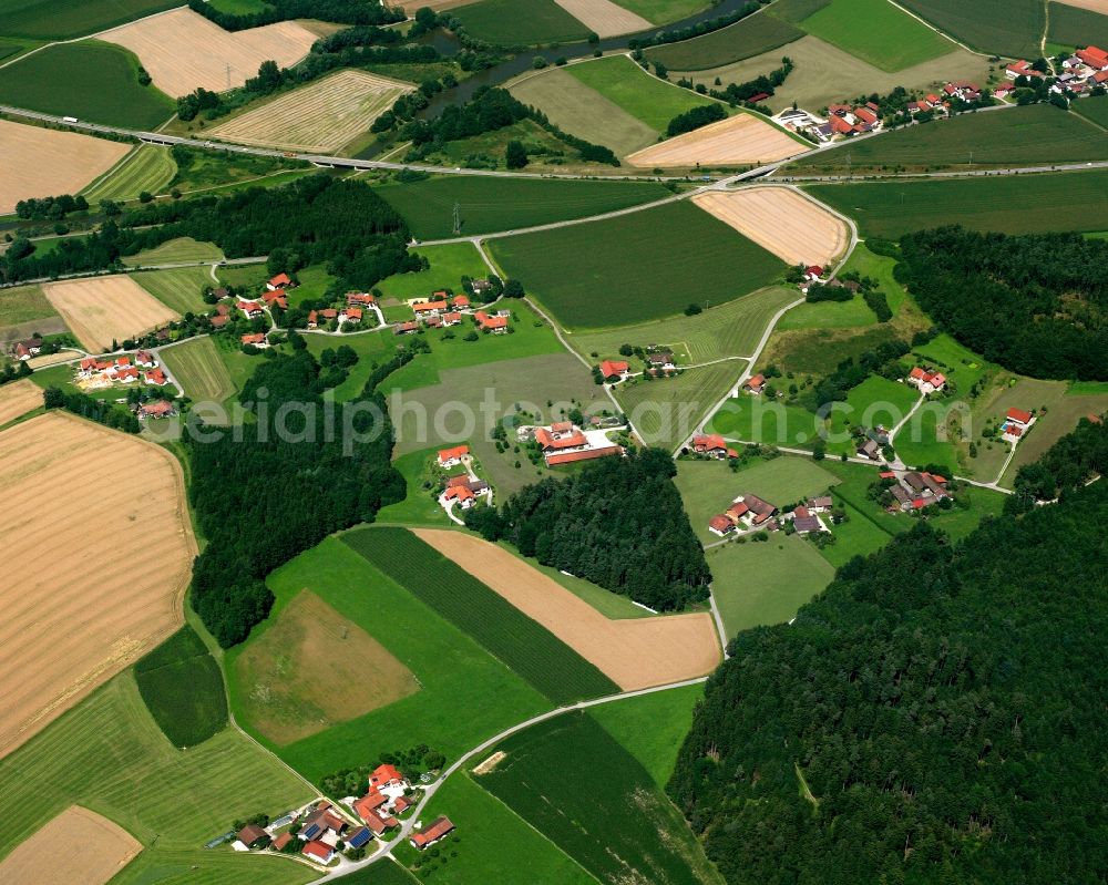 Aerial photograph Wald - Structures on agricultural fields in Wald in the state Bavaria, Germany