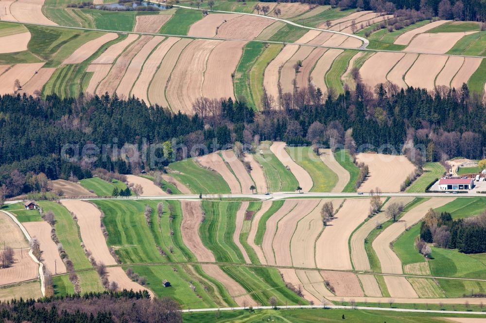 Weitra from the bird's eye view: Structures on agricultural fields in Weitra in Lower Austria, Austria