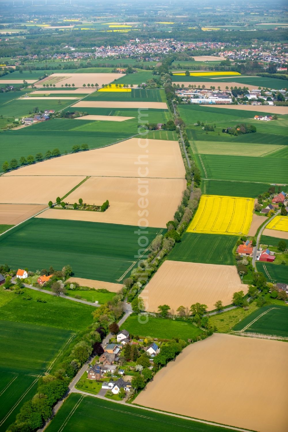 Aerial photograph Welver - Structures on agricultural fields near Wambeler street in Welver in the state North Rhine-Westphalia