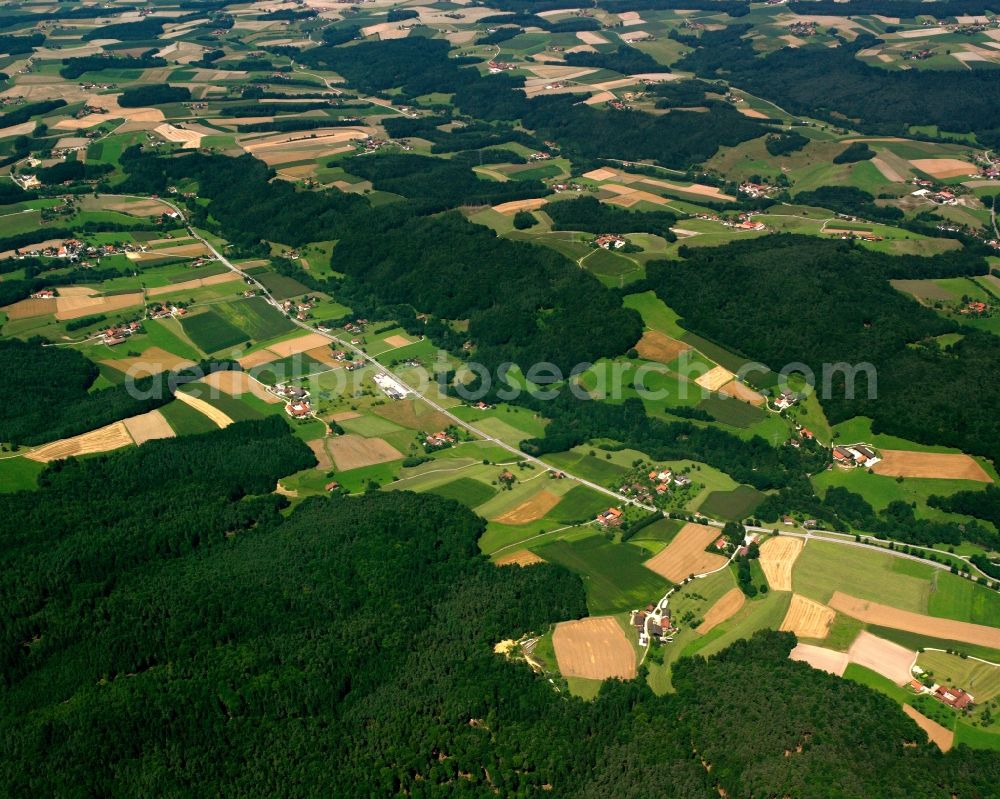 Wies from above - Structures on agricultural fields in Wies in the state Bavaria, Germany