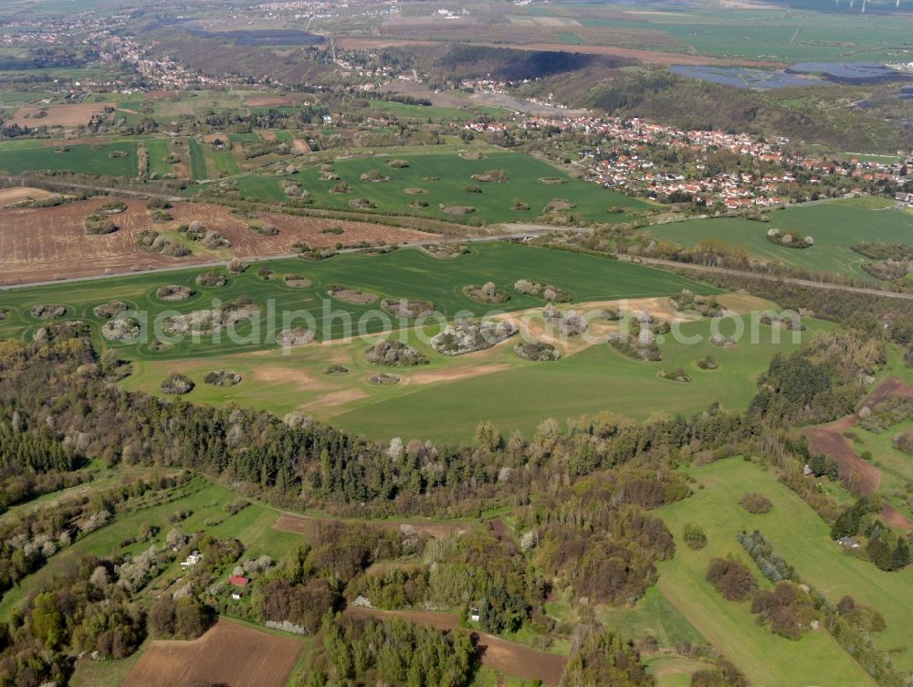 Aerial image Wimmelburg - Structures on agricultural fields in Wimmelburg in the state Saxony-Anhalt