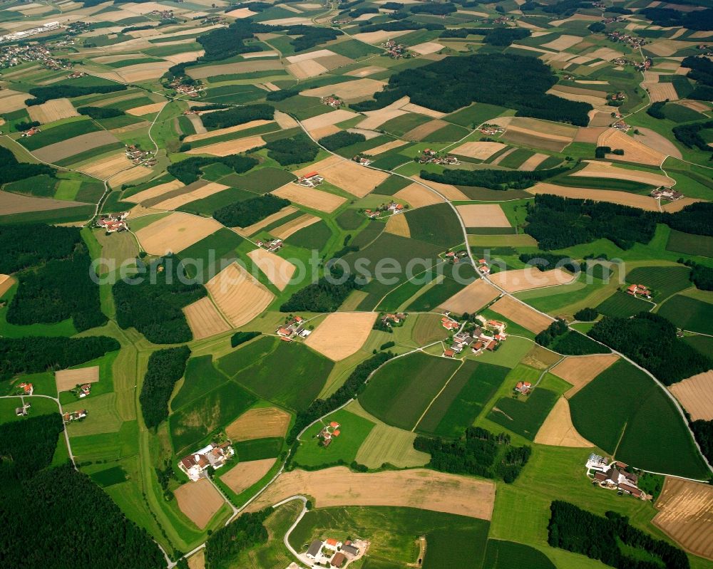 Aerial image Windorf - Structures on agricultural fields in Windorf in the state Bavaria, Germany