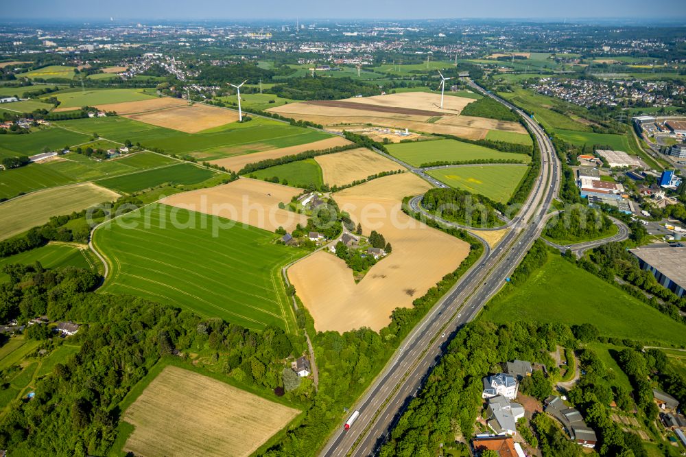 Aerial photograph Witten - Structures on agricultural fields in Witten at Ruhrgebiet in the state North Rhine-Westphalia, Germany