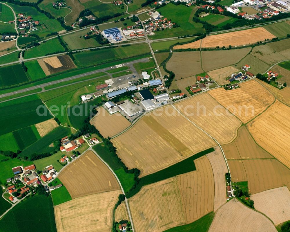 Zainach from above - Structures on agricultural fields in Zainach in the state Bavaria, Germany