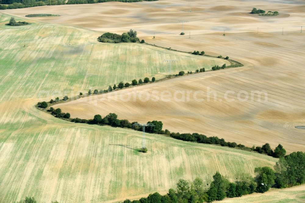Aerial image Boitzenburger Land - Structures on agricultural fields in Boitzenburger Land in the state Brandenburg