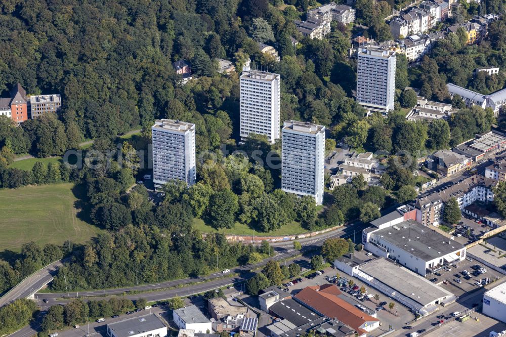 Aachen from above - Student Residence - Building in the high-rise ensemble on street Ruetscher Strasse in Aachen in the state North Rhine-Westphalia, Germany