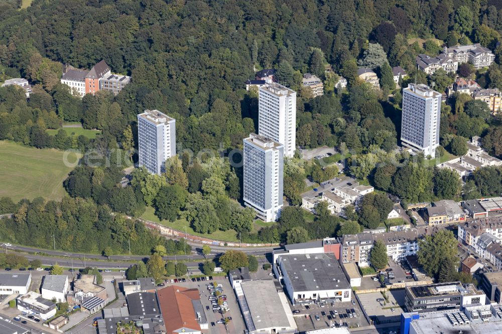 Aachen from the bird's eye view: Student Residence - Building in the high-rise ensemble on street Ruetscher Strasse in Aachen in the state North Rhine-Westphalia, Germany